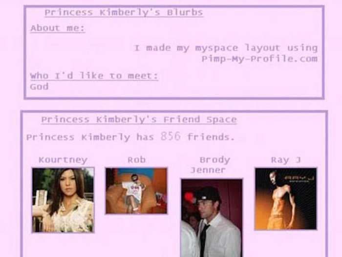 Kim Kardashian's MySpace page from 2006 has been unearthed