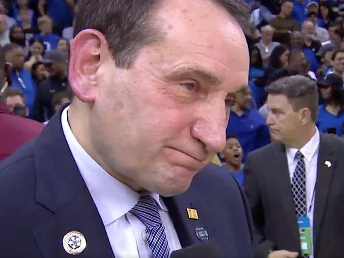 Coach K gave an emotional interview after Duke's narrow victory saying UCF was 'deserving of winning'