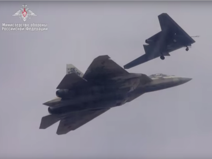 Russia's new stealthy 'Hunter' drone just took flight for the first time with the country's most advanced fighter