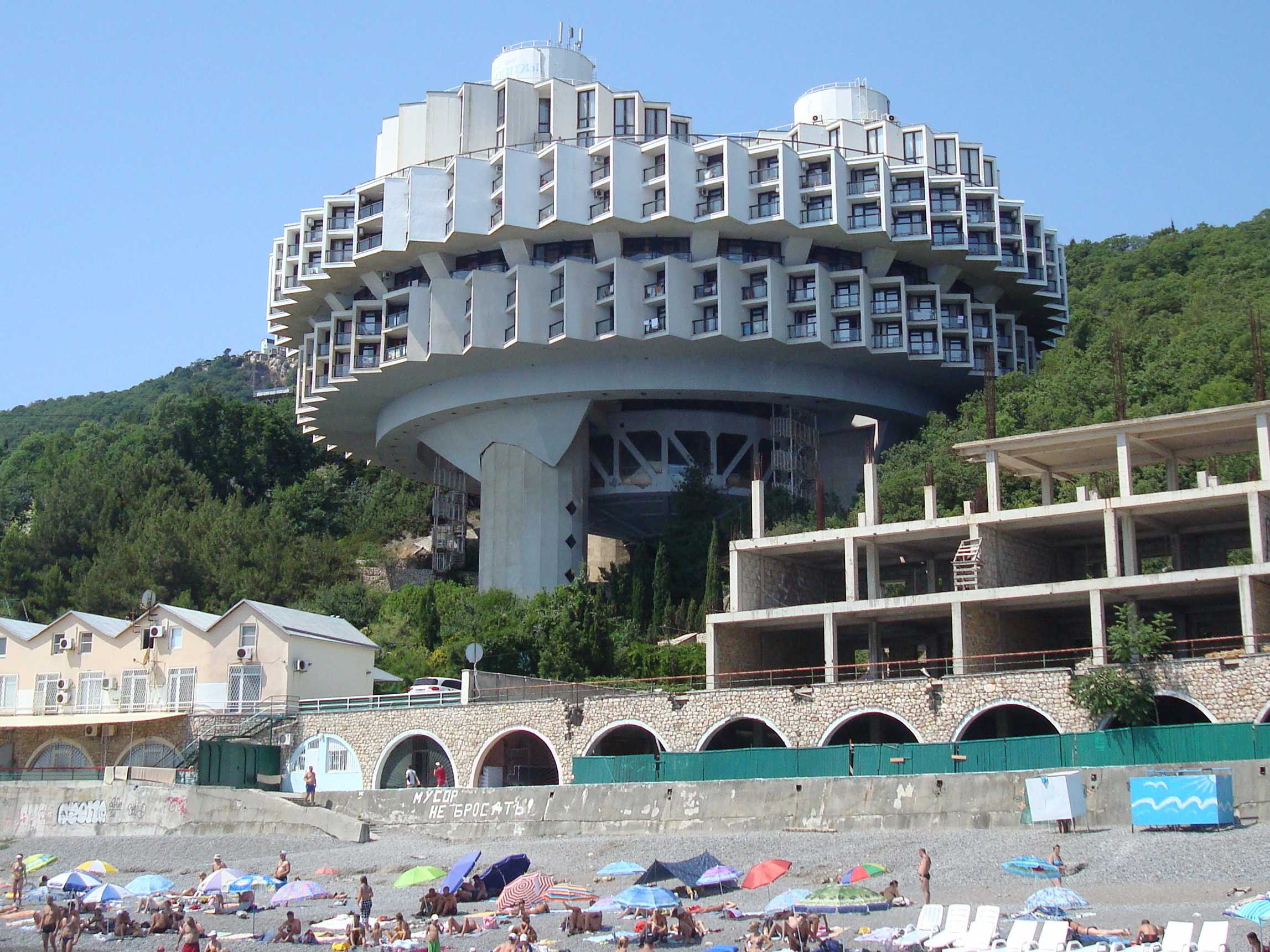 http://www.businessinsider.in/photo/52363872/the-12-most-absurd-soviet-era-buildings-that-are-still-standing/This-resort-in-Ukraine-combines-two-late-Soviet-architectural-trends-Constructing-things-off-the-ground-and-buildings-that-look-slightly-like-UFOs-.jpg