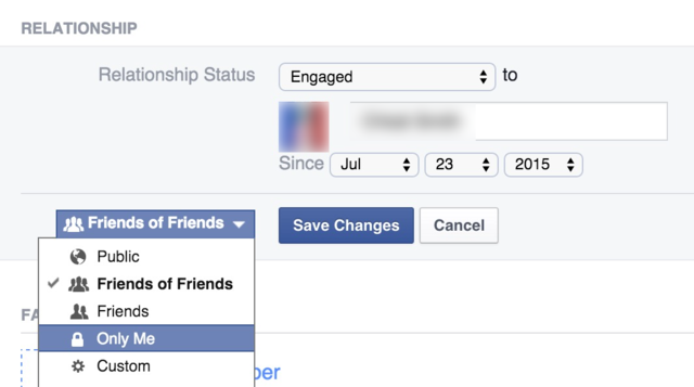 Hide your relationship-status change from your friends.