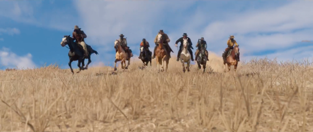 Several images of "Red Dead Redemption 2" depict a gang of seven — a nod to the film "The Magnificent Seven," no doubt, which itself is an homage to "The Seven Samurai."