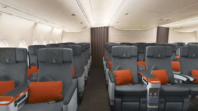 On the main deck of the A380 are 44 premium economy seats.