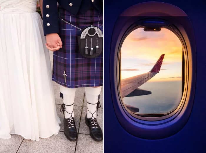 A woman traveled more than 3,000 miles to a Scottish wedding only to show up at the wrong reception – but the bride and groom invited her in for a drink anyway