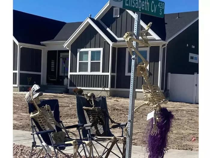 A Utah town is rallying around a pole-dancing skeleton after city officials ordered the risqué Halloween decoration to be taken down
