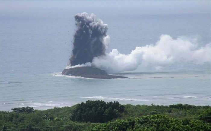 A huge underwater volcano blast formed a new island off the coast of Japan