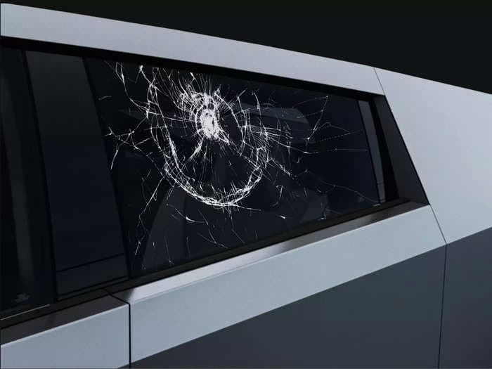Tesla is selling a $55 Cybertruck decal inspired by Elon Musk's famous window smashing mishap