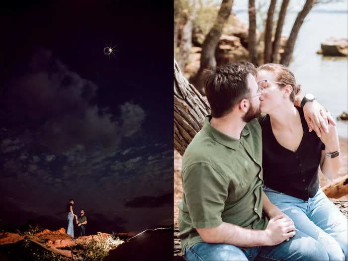 A photographer captured a proposal right as the eclipse reached totality