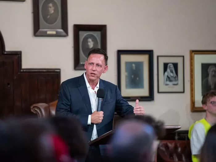 Peter Thiel was trapped inside a student debating hall by pro-Palestine protesters accusing him of genocide