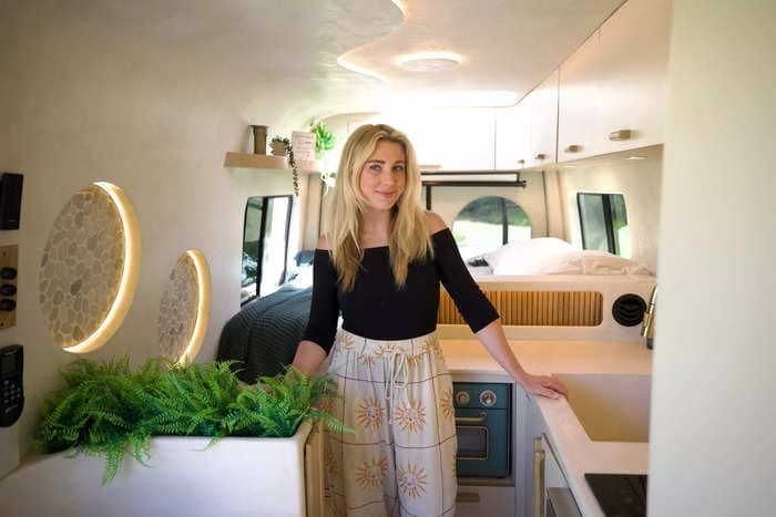 A 24-year-old spent $140,000 buying and converting a Mercedes van. Take a look inside the luxury home on wheels.