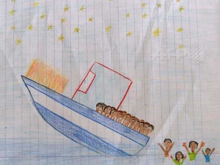 A Child Made This Drawing Of The Boat Accident That Killed Hundreds Of African Asylum Seekers