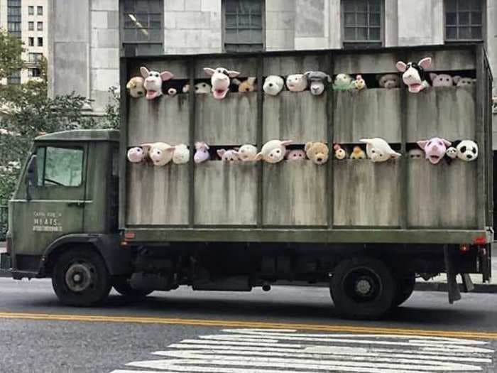 Banksy Unleashes A Creepy Slaughterhouse Delivery Truck On The Meatpacking District