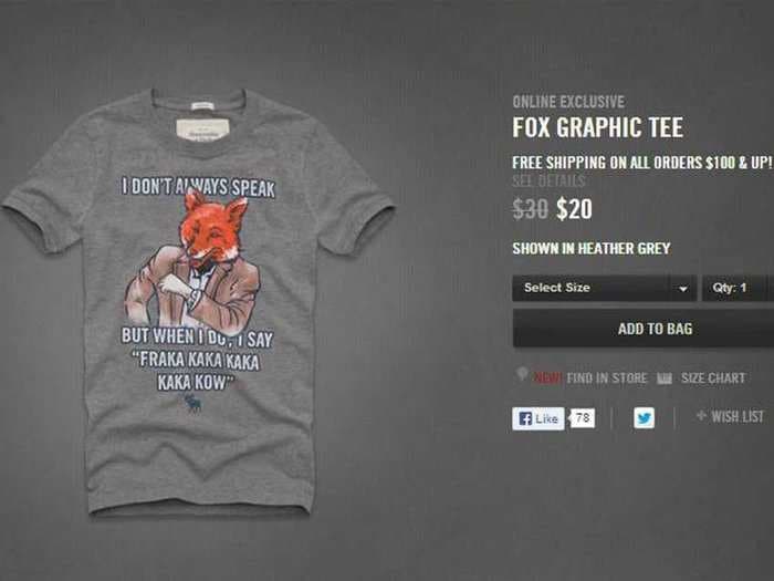 This Terrible Fox T-Shirt Explains Everything That's Wrong With Abercrombie & Fitch