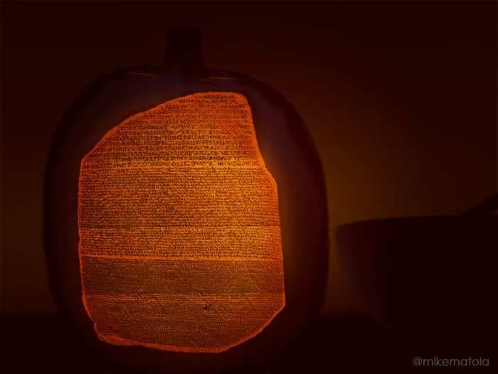  Look At This Amazing Pumpkin Carved With The Entire Rosetta Stone