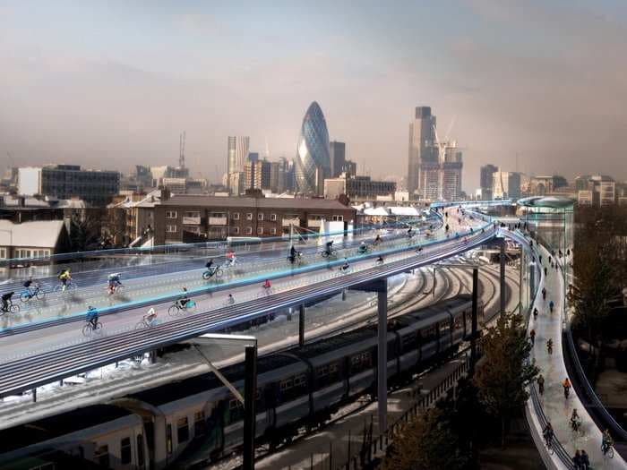 Plans For A Futuristic Elevated Bike Path Could Put London Cyclists In The Sky
