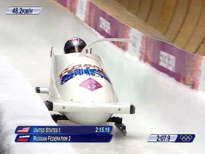 Bobsled Malfunction Briefly Sends Sled Flying Down The Track With The Handle Sticking Out