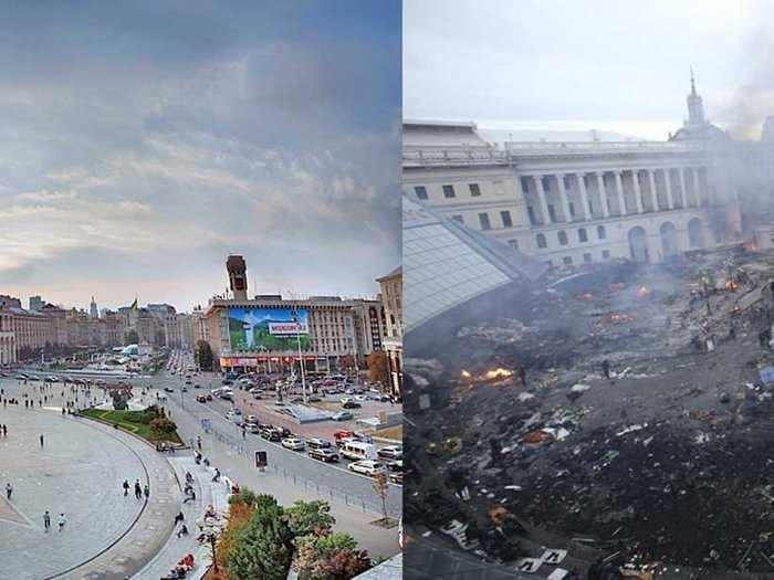 BEFORE AND AFTER: Kiev's Independence Square