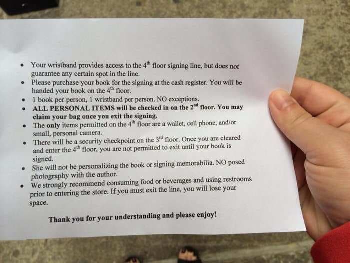 There Are Some Strict Rules You Have To Follow At Hillary Clinton's Book Signing Today