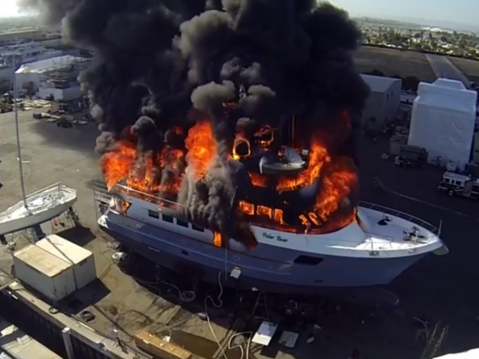 A Drone Filmed A Gorgeous $24 Million Yacht Going Up In Flames