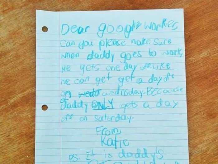 A Little Girl Wrote Google A Letter Asking To Give Her Dad A Day Off, And Google Responded