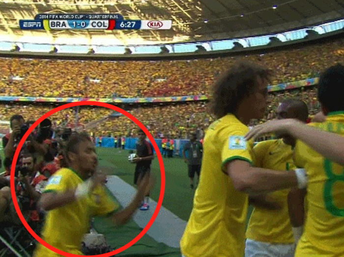 Neymar Wiped Out While Running To Celebrate A Brazil Goal With His Teammates