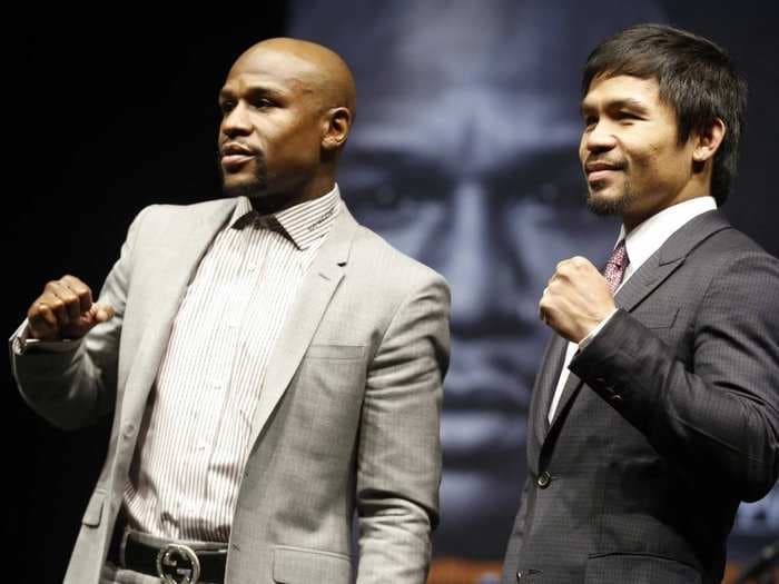 The Mayweather-Pacquiao fight is shattering all revenue records - sponsorship on Pacquiao's shorts alone is worth $2.3 million 