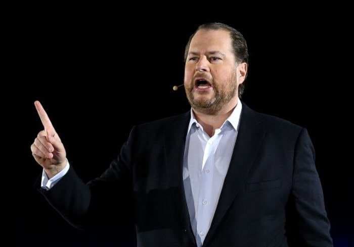 Salesforce beats by a hair, stock pops
