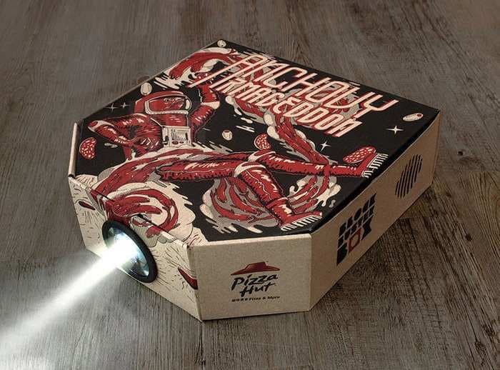 Pizza Hut has a new box that turns into a movie projector for your smartphone