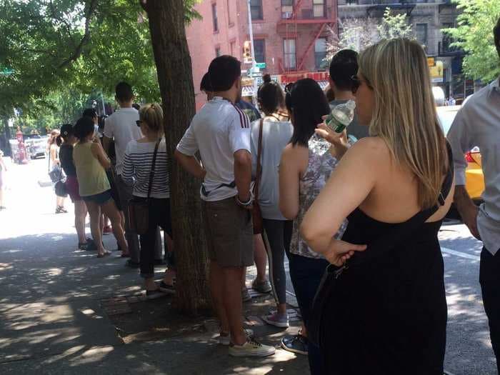 This is the line to get into Fuku, home of David Chang's gigantic fried chicken sandwich 