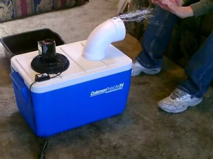 This guy built his own air conditioner with a cooler and PVC pipe for less than $50