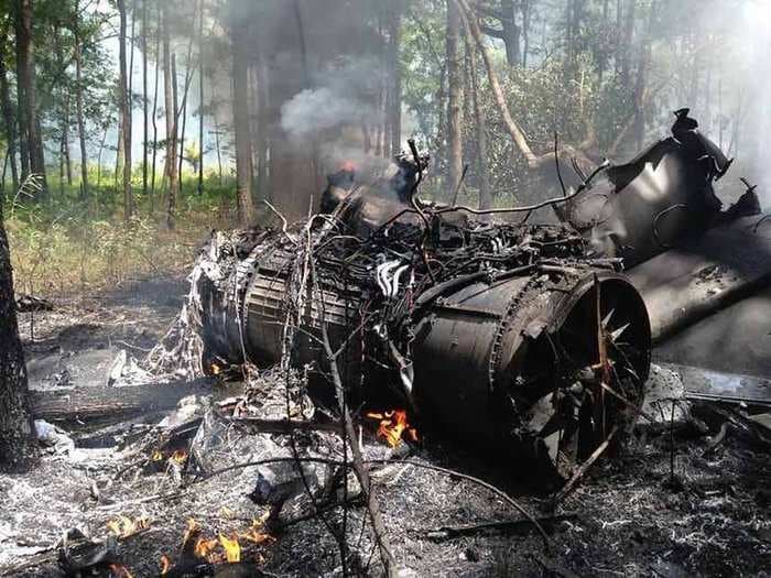 An F-16 fighter jet and a small plane crashed in midair over South Carolina