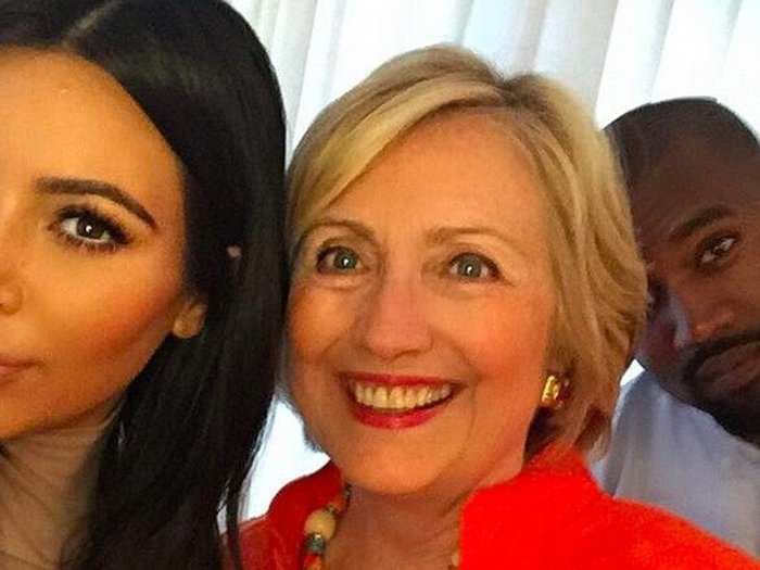 Kanye West photobombed a Hillary Clinton and Kim Kardashian selfie