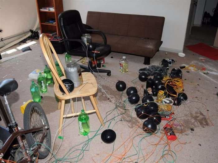 There are disturbing new photos of James Holmes' booby-trapped apartment