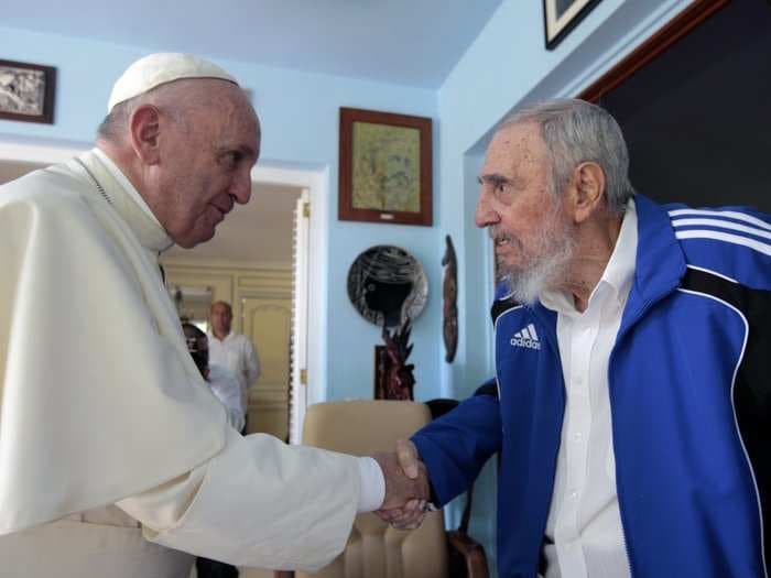 Fidel Castro's son took this picture of a historic meeting between his father and Pope Francis