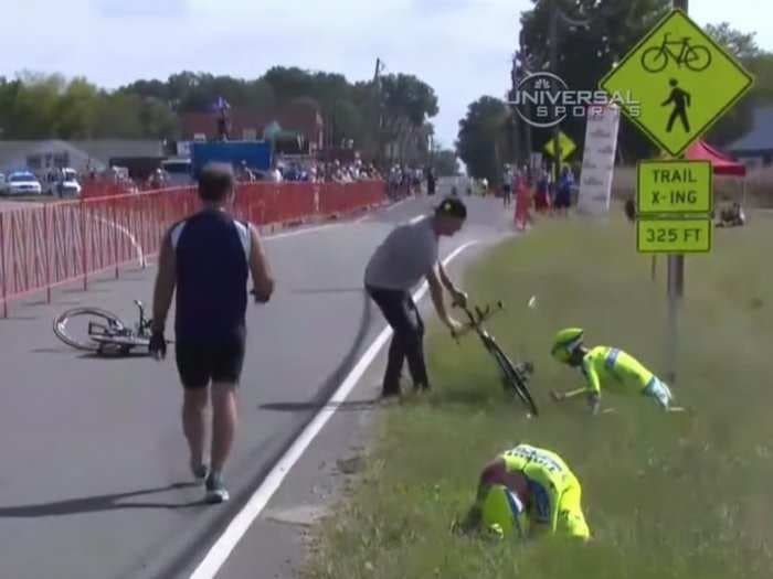 2 cyclists who crashed at 40 mph at the world championships continued racing with gnarly road rash