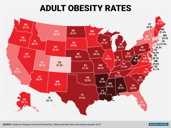 Here's the obesity rate in every state