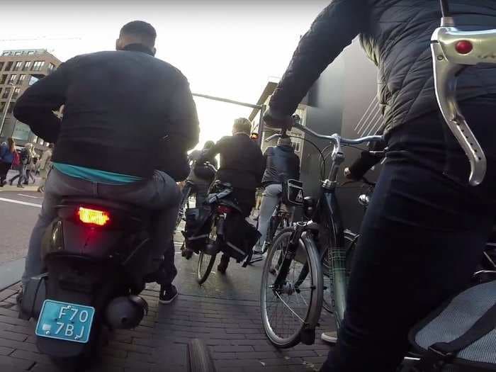 This Dutch first-person video shows the bike-clustered madness of rush hour