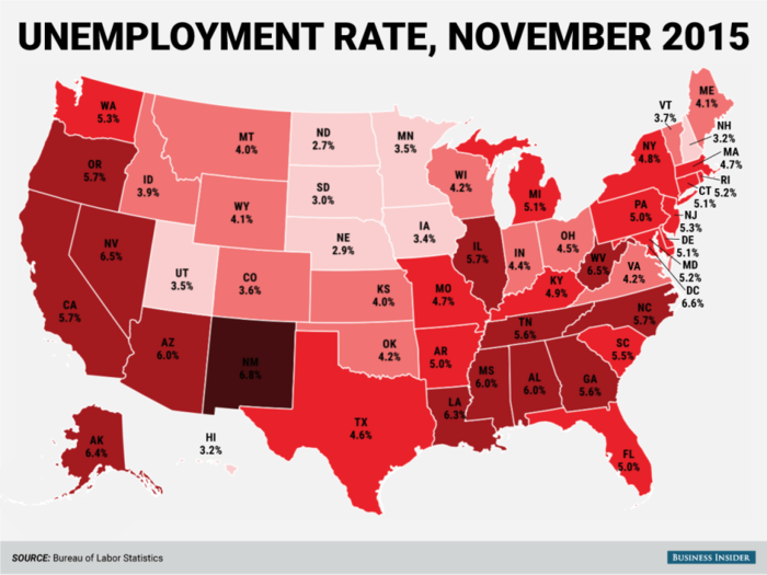Here's every US state's unemployment rate