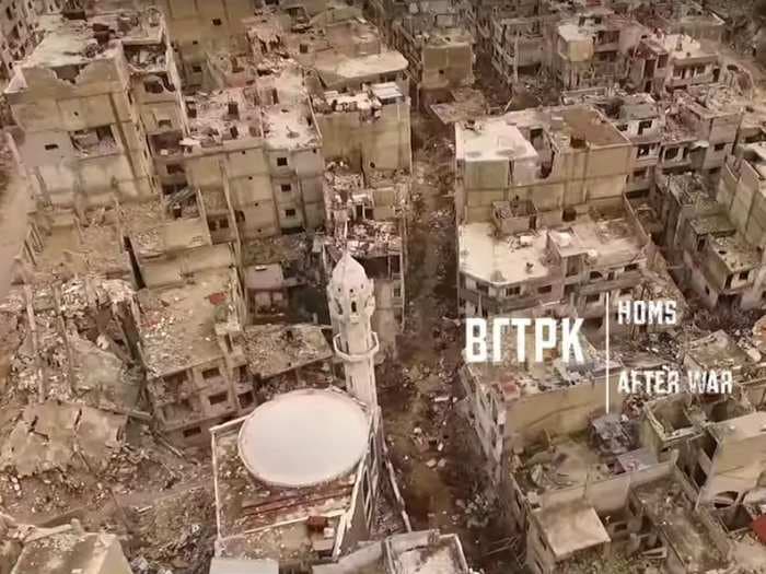 Haunting drone footage shows the utter devastation of what used to be one of Syria's largest cities