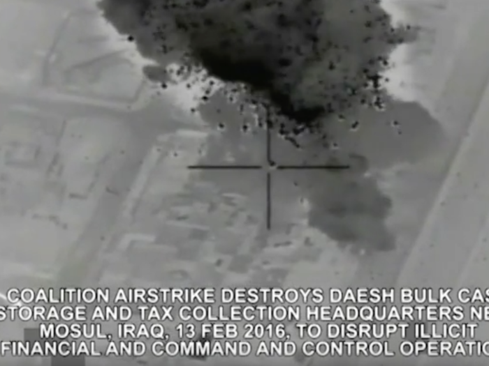 Watch coalition airstrikes obliterate 2 ISIS financial storage centers