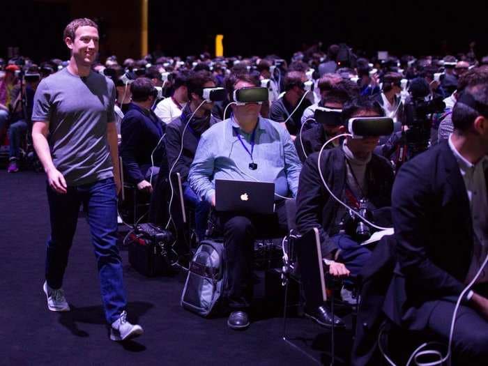 The internet is losing its mind over this photo of Mark Zuckerberg walking through a sea of people in VR headsets