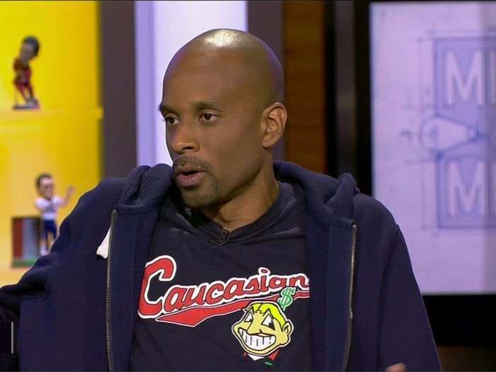 An ESPN host wore a t-shirt on air mocking the Cleveland Indians' controversial logo