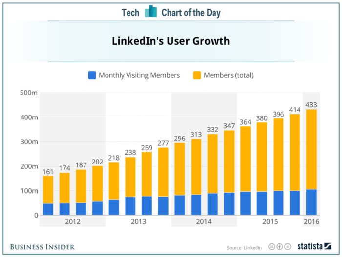 LinkedIn's user growth: slow but steady
