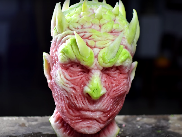 A guy carved the 'Game of Thrones' Night King out of a watermelon, and it's crazy accurate