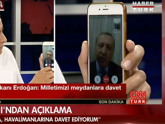 The Turkish military has taken control of media - and forced President Erdogan to make a statement via Apple FaceTime