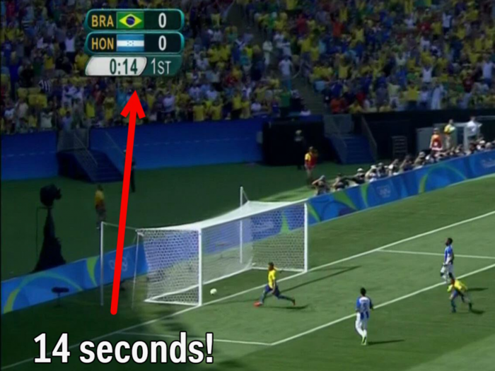 Neymar scores huge Olympic goal just 14 seconds into Brazil's semifinal match against Honduras