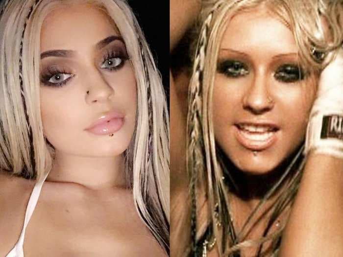 You've got to see how much Kylie Jenner looked like Christina Aguilera for Halloween this year