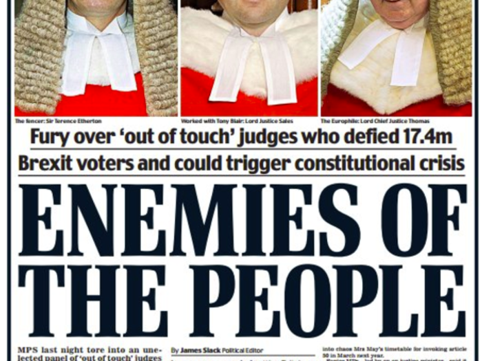 People were furious at the Daily Mail front page branding the Article 50 judges 'Enemies of the People'