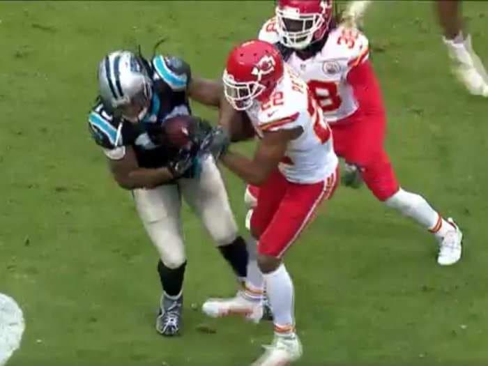 Chiefs cornerback Marcus Peters comes up with amazing strip to set up game-winning field goal and hand the Panthers a brutal loss