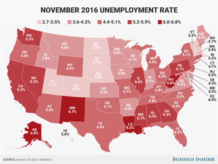 Here's every US state's November unemployment rate
